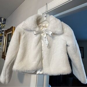 Elegant White Faux Fur Kids Jacket